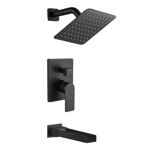 Vara Single Handle 1-Spray 2-Way Tub and Shower Faucet 1.8 GPM in Matte Black Pressure Balance Valve Included