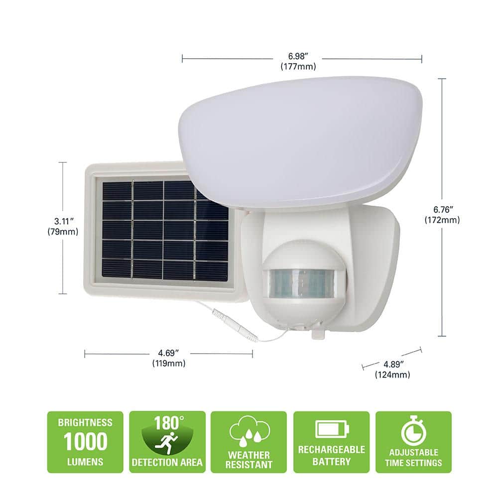 White Solar LED Security Flood Light with Motion Sensor