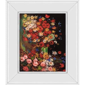 Vase with Poppies Cornflowers Peonies by Vincent Van Gogh Galerie White Framed Nature Painting Art Print 12 in. x 14 in.