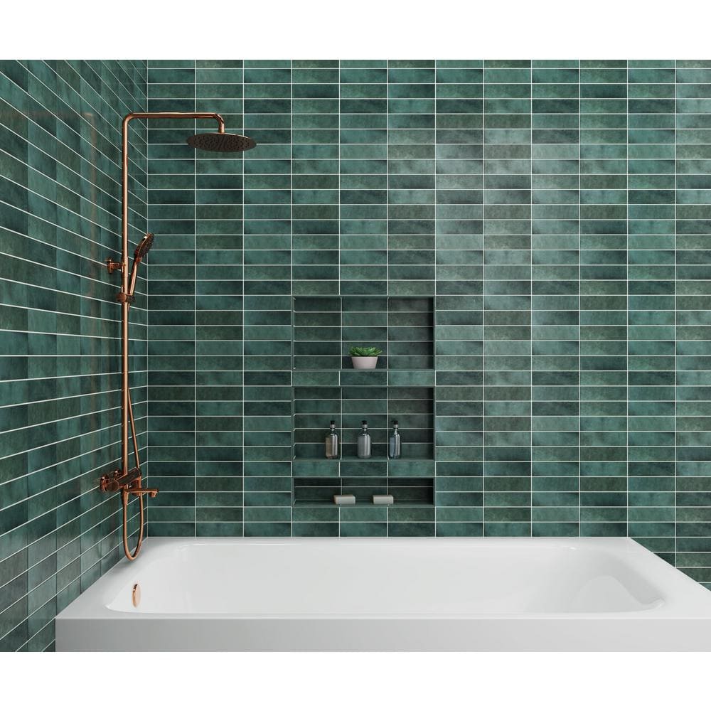 Green Gloss Ceramic Wall Tile 2.5" x 8" (76-Pack)
