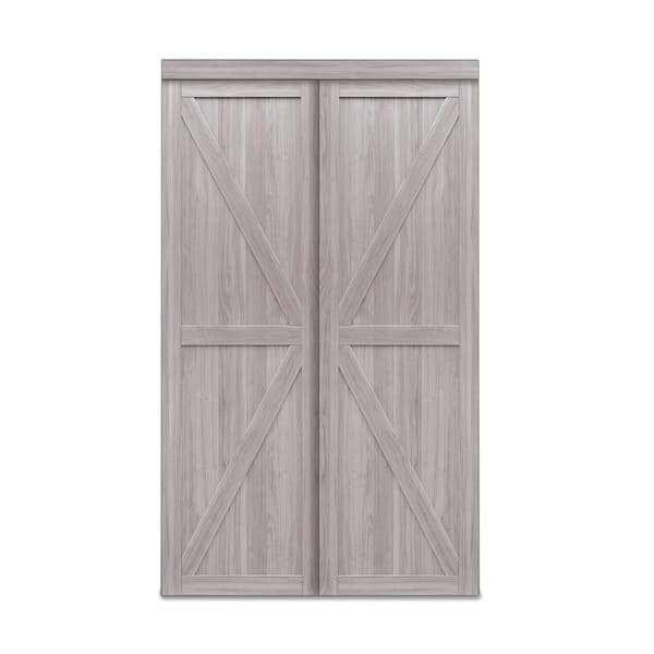 TRUporte 60 in. x 80 in. Trident Silver Oak MDF Sliding Door