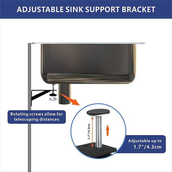 Numhew Undermount Sink Brackets 4-Pack - Adjustable Rust-Resistant Support Kit