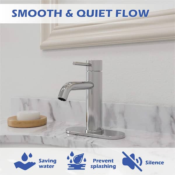 Single Handle Single Hole Bathroom Faucet with Drain in Chrome