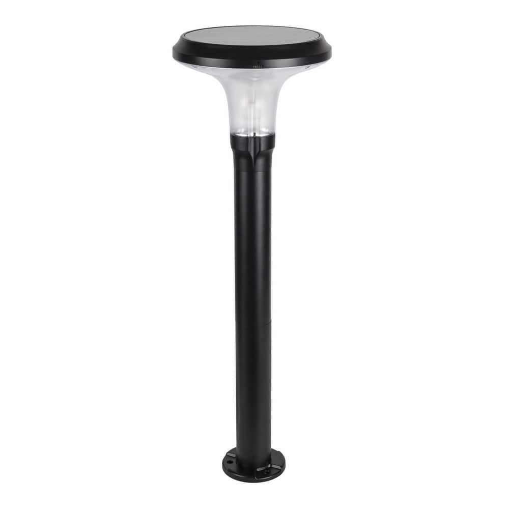 GAMA SONIC Vantage Solar Commercial Graded Black Outdoor Waterproof Garden Solar Warm White LED Pathway Bollard Landscape Light