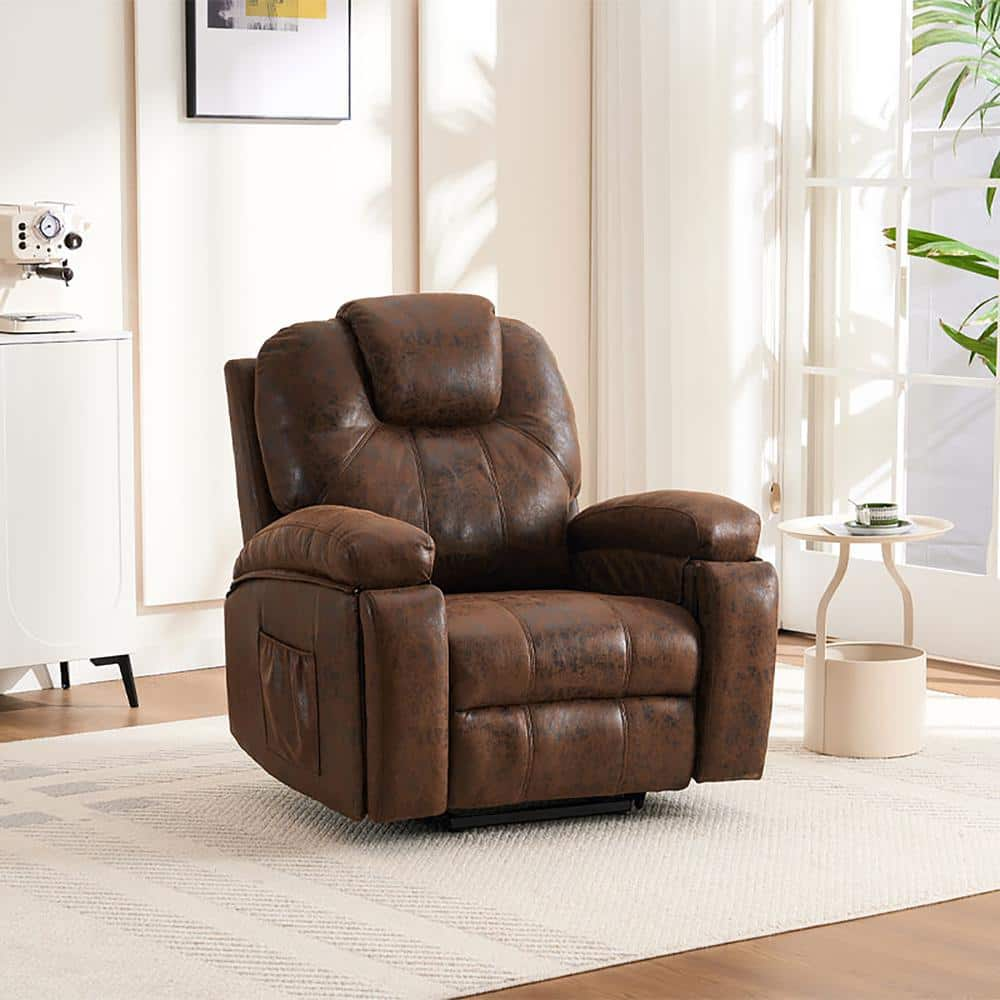 Overstuffed leather recliner sale