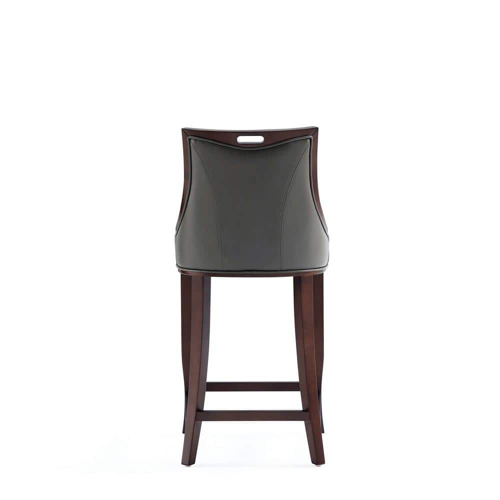 Pebble Grey Faux Leather Bar Stool with Walnut Beech Frame