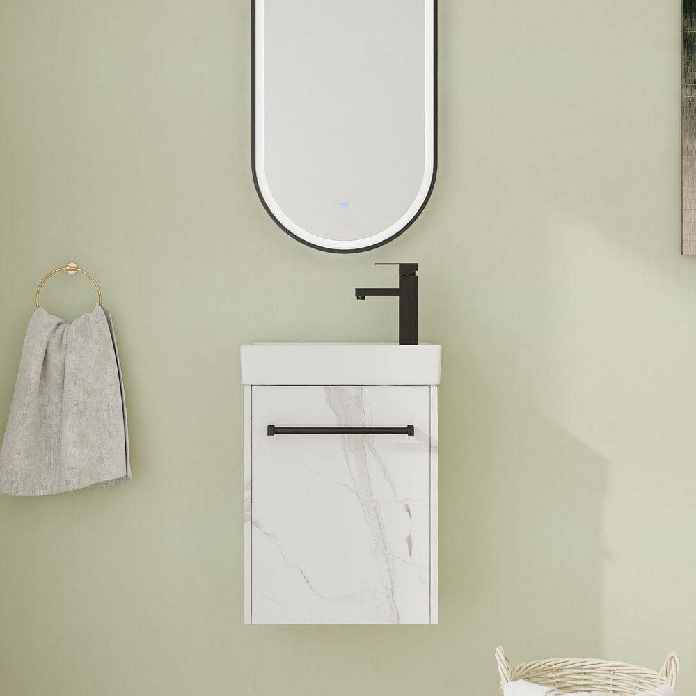 16 in. Wall-Mounted Single White Bath Vanity with White Ceramic Vanity Top Assembled price history on PriceWatchPro