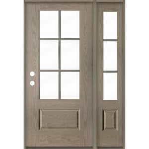 Farmhouse 50 in. x 80 in. 6-Lite Right-Hand/Inswing Clear Glass Oiled Leather Stain Fiberglass Prehung Front Door LSL