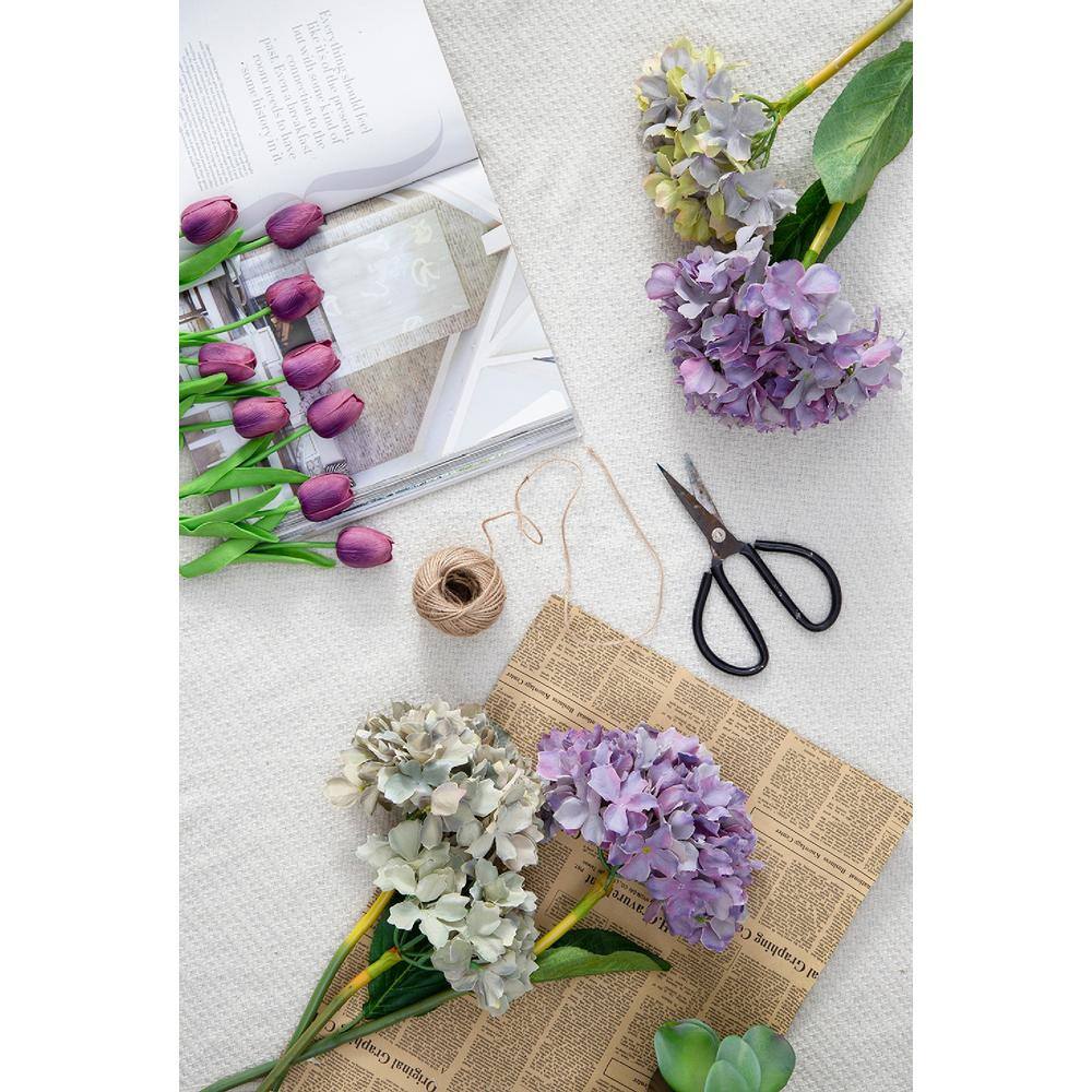 14" Purple and Green Faux Hydrangea Set of 12