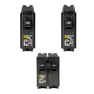 Homeline 2-20 Amp Single-Pole and 1-50 Amp 2-Pole Circuit Breakers (3-pack)