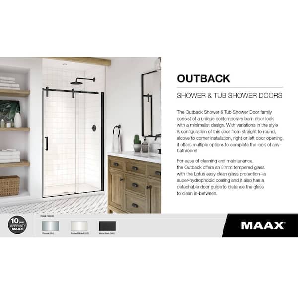 MAAX Outback 58 1/2 in. W x 57 in. H 8mm Sliding Tub Door for