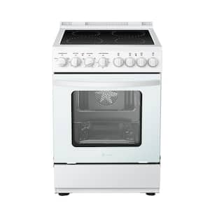 24 in. 4 Element Freestanding Single Oven Electric Range with True Convection, Timer and Rotisserie, White