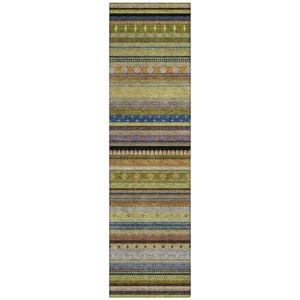 Chantille Machine Washable Indoor/Outdoor Abstract ACN2218 Olive 2 ft. 3 in. x 7 ft. 6 in. Runner Rug
