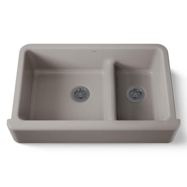 Whitehaven Smart Divide 35.75 in. Undermount Cast Iron Double-Bowl Farmhouse Kitchen Sink