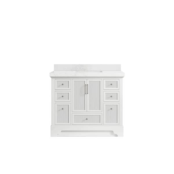 Willow Collections Alys 42 in. W x 22 in. D x 36 in. H Single Sink Bath Vanity in White with 2 in. Empira Quartz Top