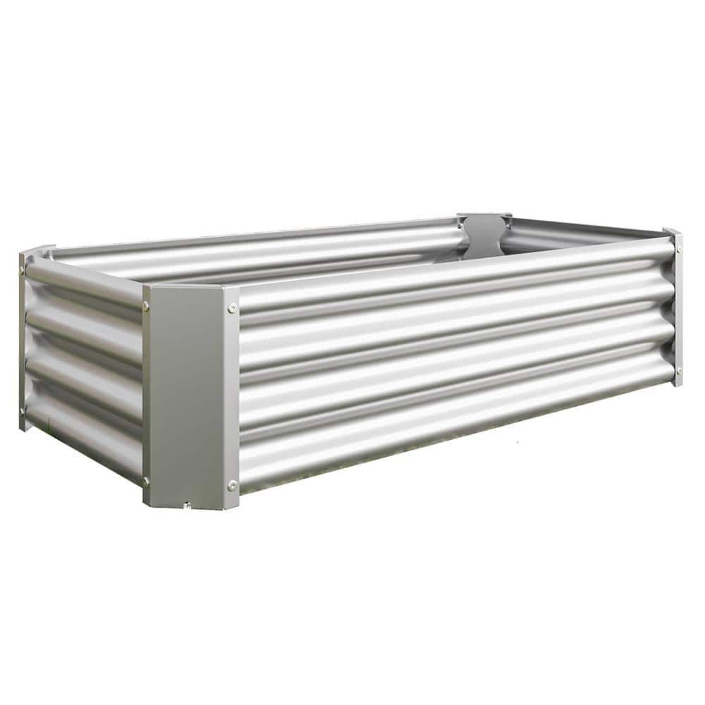 11.8 in. Tall 4 ft. x 2 ft. Silver Metal Raised Garden Bed Kit for Vegetabl
