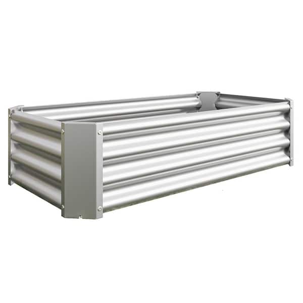 Unbranded 11.8 in. Tall 4 ft. x 2 ft. Silver Metal Raised Garden Bed Kit for Vegetables Flowers Ground Planter Box Planter Bed
