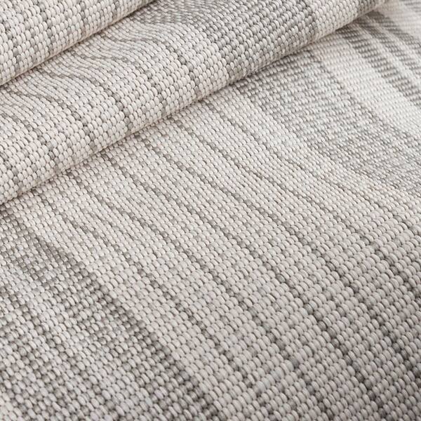 Quincy Stripe Handwoven Platinum 10 ft. x 14 ft. Outdoor Area Rug