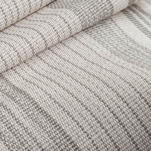 Quincy Stripe Handwoven Platinum 8 ft. x 10 ft. Outdoor Area Rug