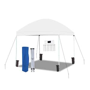 Value King EasyShut 8 ft. x 8 ft. Instant Pop-up Canopy w/Weight Bags, Fiberglass Rod, Dome Roof, White