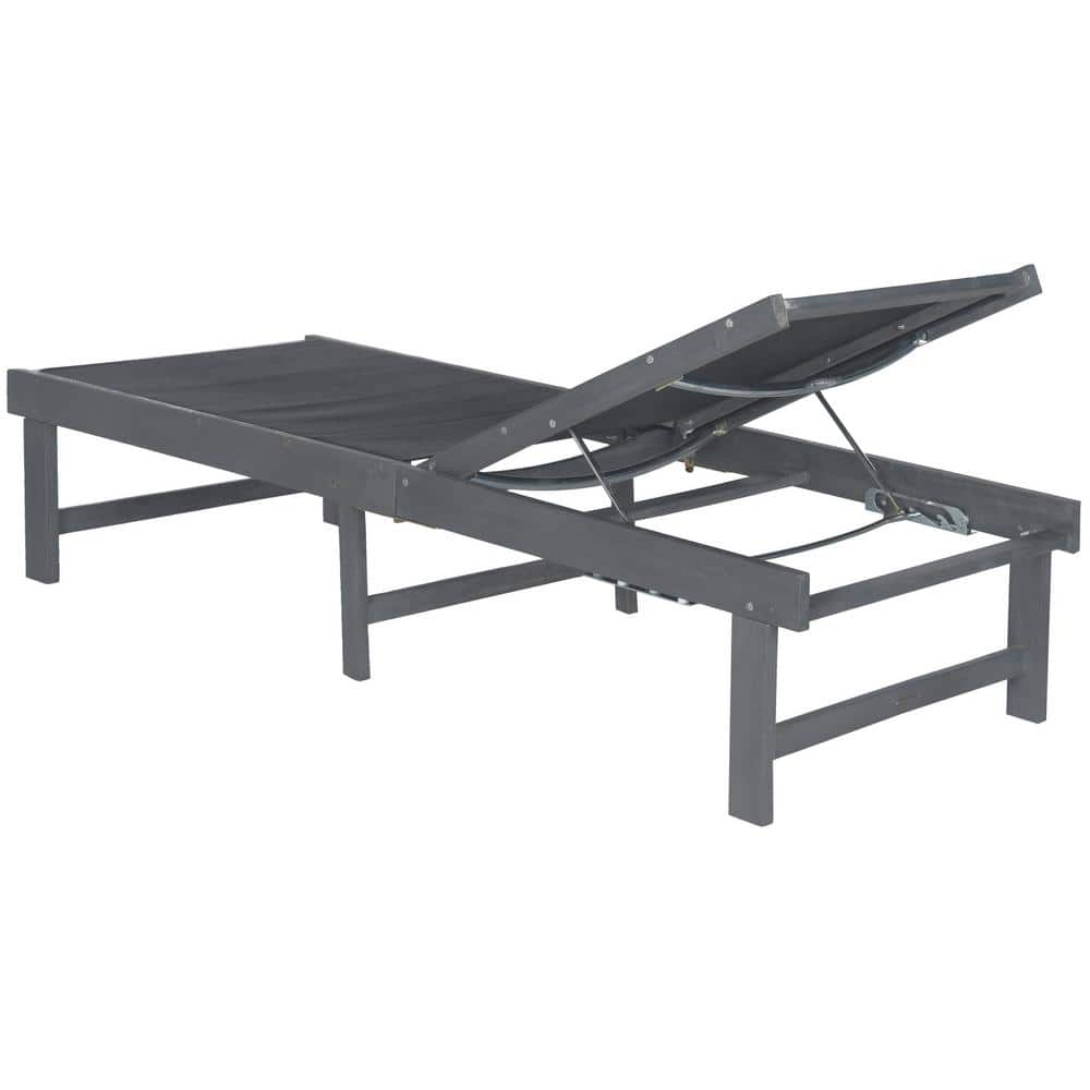 Contemporary Gray Acacia Wood Recliner Chaise Lounge