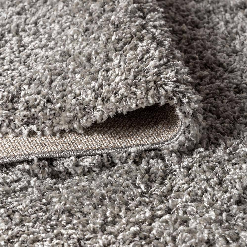 Gray Rectangular Reversible Shag Area Rug with Tassels
