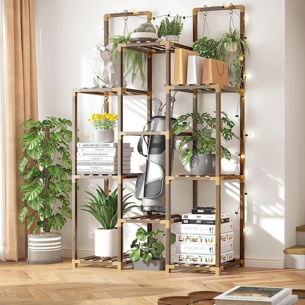 34.2''W*11.8''D*47.4''H Double Rod Plant Stand Indoor Plant Shelf