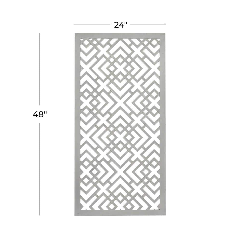Gray Geometric Carved Wood Wall Decor with Gold Trim