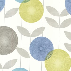 Monroe Aquamarine Modern Floral Paper Strippable Roll (Covers 56.4 sq. ft.)