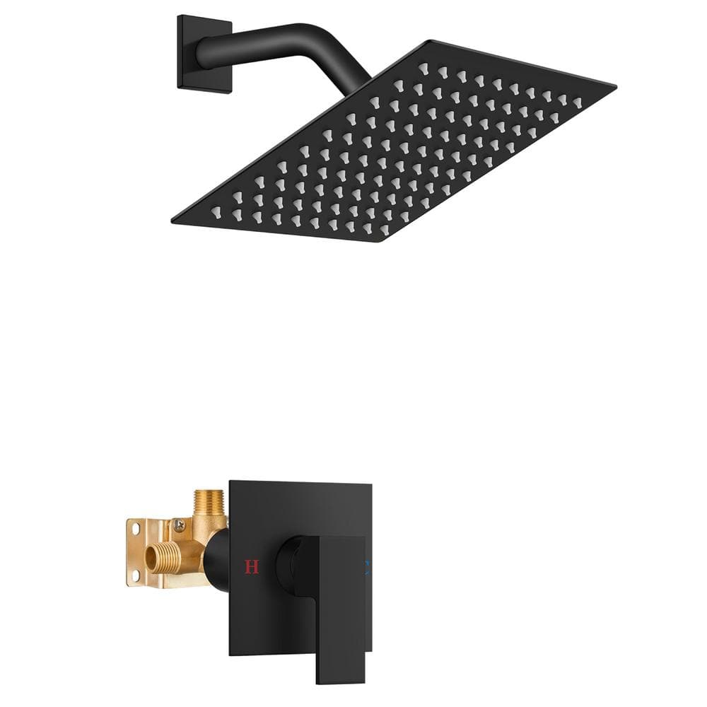 1-Handle Wall Mount Shower Trim Kit in Matte Black with Hand Shower 1.5 GPM