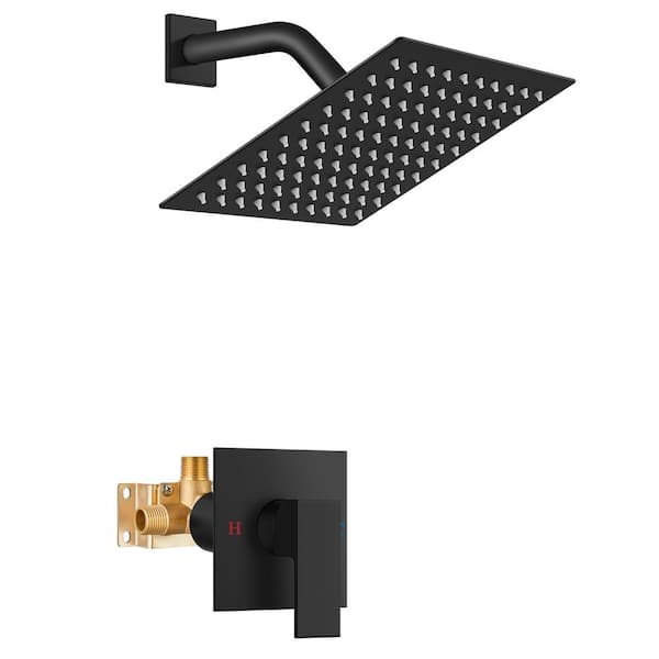 Unbranded 1-Handle Wall Mount Shower Trim Kit in Matte Black with Hand Shower 1.5 GPM Valve Included