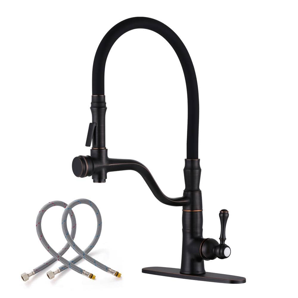 ALEASHA Single Handle Pull Down Sprayer Kitchen Faucet in Oil Rubbed