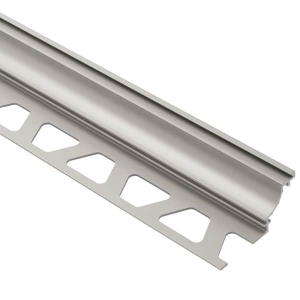 Schluter Dilex-AHK Satin Nickel Anodized Aluminum 3/8 in. x 8 ft. 2-1/2 in. Metal Cove-Shaped Tile Edging Trim