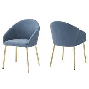 Indoor Modern Fabric Upholstery Dining Chairs, Set of 2, Blue