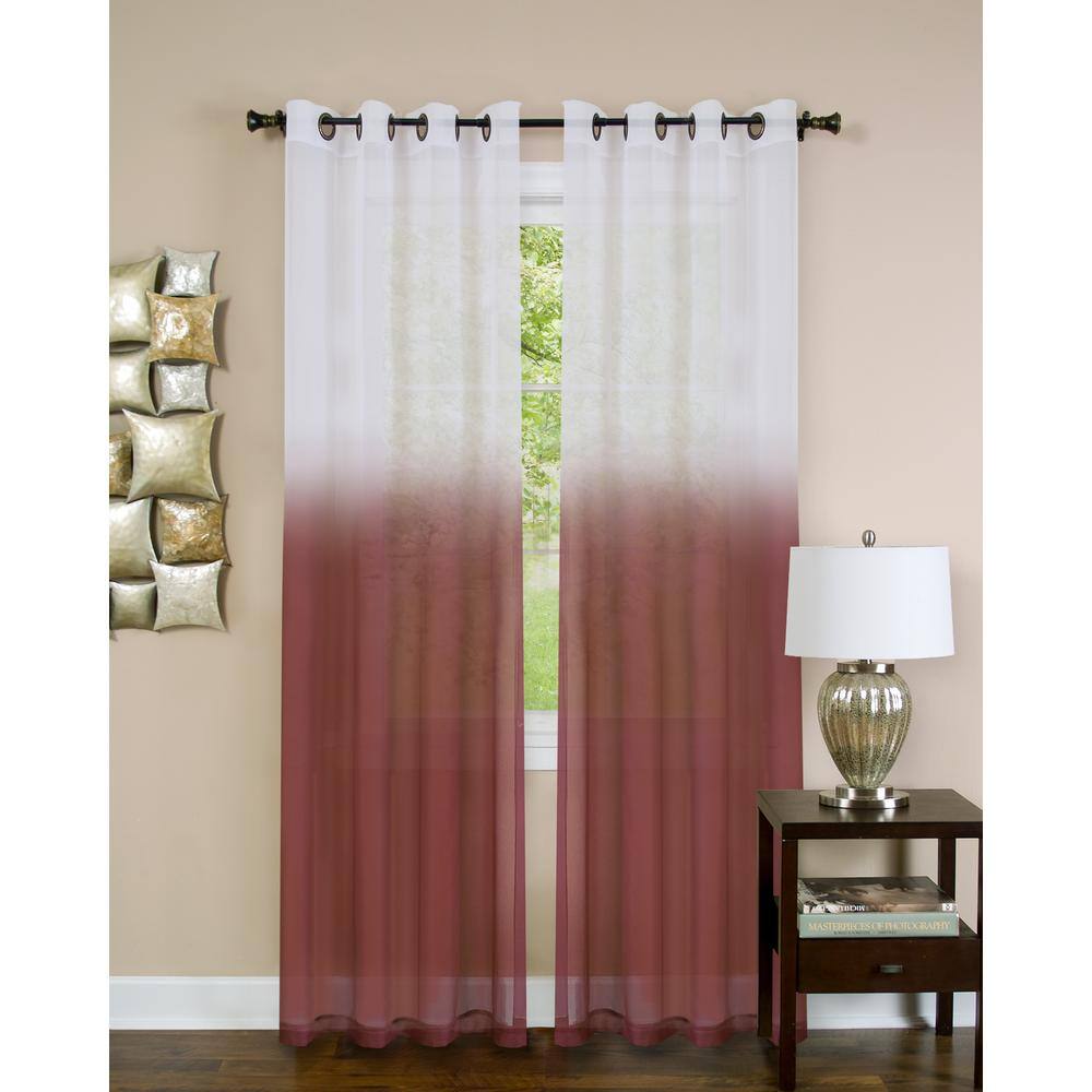 Burgundy Ombre Sheer Polyester Ground Length Window Panel