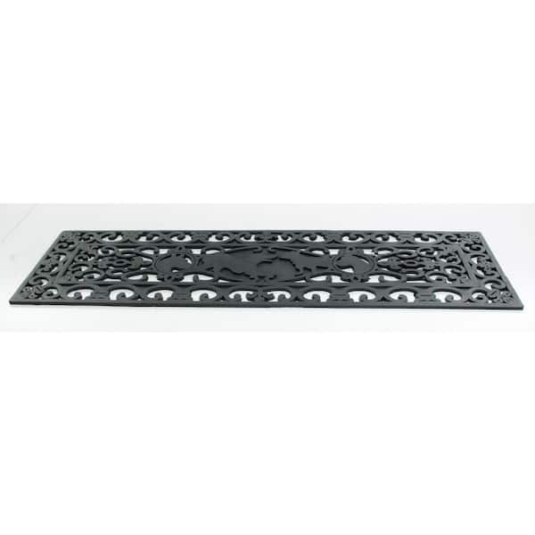 IMPORTS DECOR Wrought Iron Dog 30 in. x 9 in. Vulcanized Rubber Stair Mat