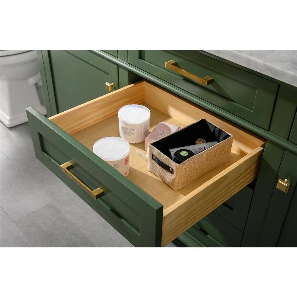 Vogue Green Double Sink 72" Vanity with Carrara Marble Top