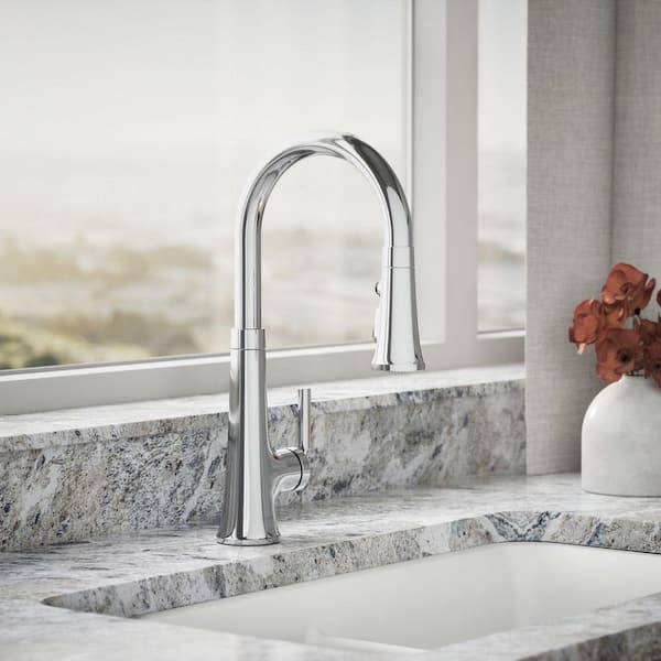 Tone Single Handle Pull Down Sprayer Kitchen Faucet in Polished Chrome