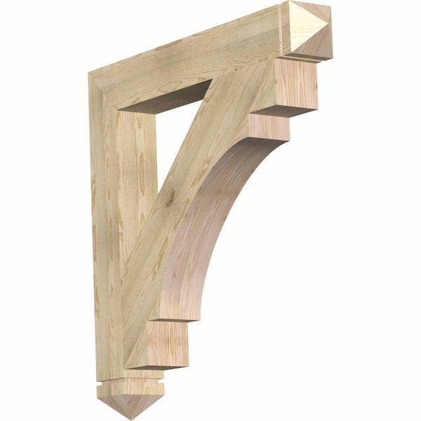 Ekena Millwork 6 in. x 44 in. x 44 in. Douglas Fir Merced Arts and Crafts Rough Sawn Bracket