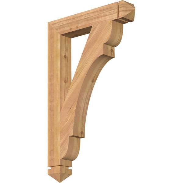 Ekena Millwork 3.5 in. x 34 in. x 22 in. Western Red Cedar Olympic Arts and Crafts Smooth Bracket
