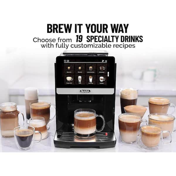 Zulay Kitchen Magia 2-Cup Midnight Silver Espresso Machine with