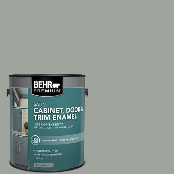 BEHR PREMIUM 1 gal. #710F-4 Sage Gray Satin Enamel Interior/Exterior Cabinet, Door & Trim Paint