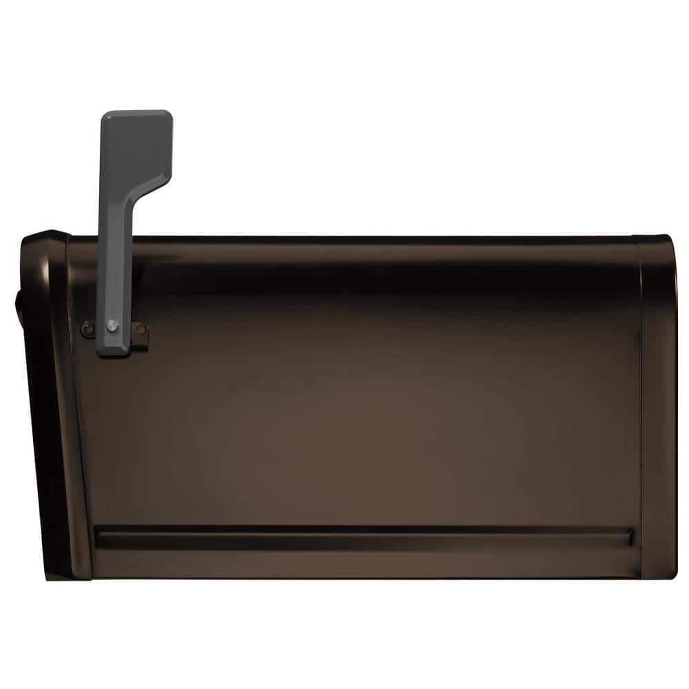 Large Rubbed Bronze Steel Locking Post Mount Mailbox