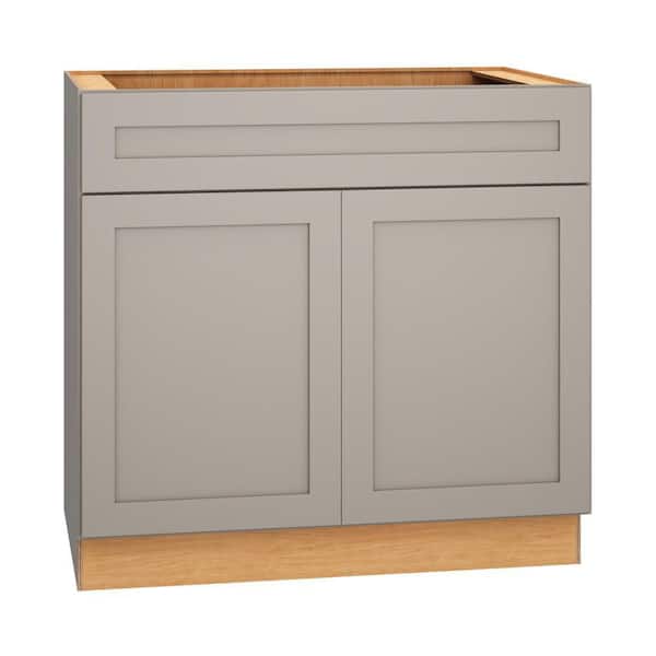 QuickShip Cottage 36 in. W x 24 in. D x 34.5 in. H in Assembled Plywood Shaker Sink Base Kitchen Cabinet in Sterling