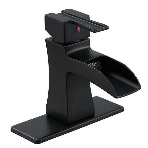 Boyel Living Single Hole Single-Handle Low-Arc Bathroom Faucet in Matte Black with Drain Assembly