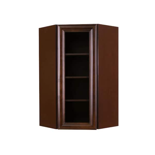 LIFEART CABINETRY Edinburgh Espresso Plywood Glass Door Stock Assembled Wall Corner Kitchen Cabinet (24 in. W x 42 in. H x 15 in. D)