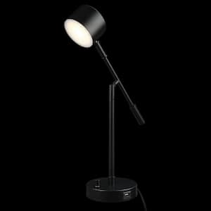 Aristocrat 16 in. Matte Black LED Integrated Desk Lamp with 2.1A USB Port