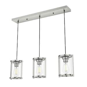 Astwood 3-Light Polished Nickel Island Chandelier with Clear Glass Shades Kitchen Light