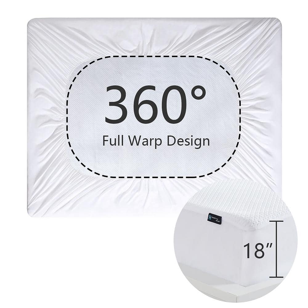 Queen White Waterproof Fitted Mattress Protector