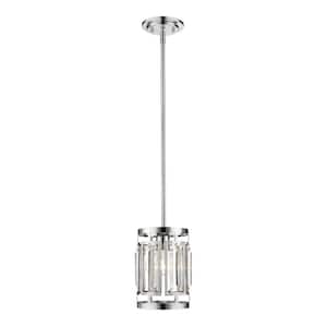 Mersesse 1-Light Chrome Shaded Pendant Light with Chrome and Crystal Shade with No Bulb Included